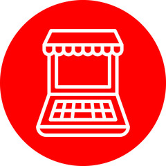 Online Shop Vector Line White Circle Red