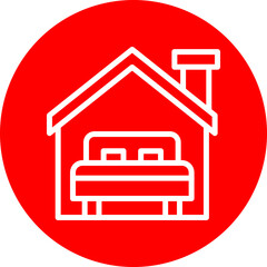 Accommodation Vector Line White Circle Red