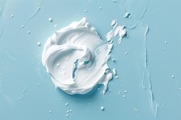 Close-up of a dollop of cream on a blue background