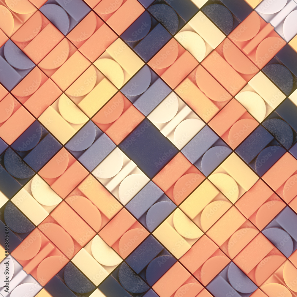 Aufkleber A geometric symmetrical pattern of intertwining shapes. 3d rendering digital illustration