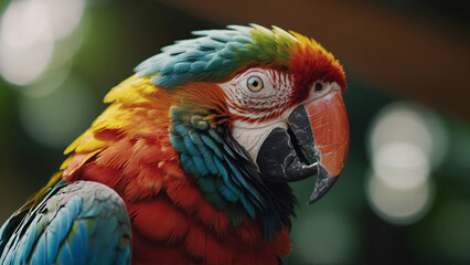 Obraz premium Portrait of a huge colorful Macaw parrot