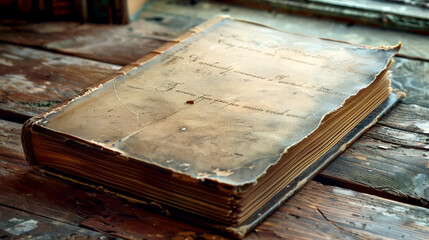 Antique book on wooden table