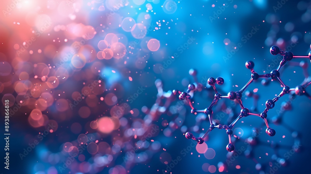 Aufkleber abstract molecular structure with bokeh background