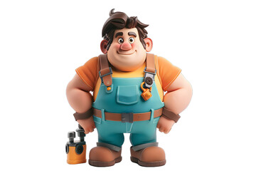 [Transparent Background PNG]cute cartoon plumber with tools
