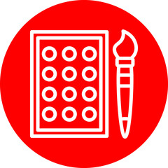 Water color Palette Vector Line White Circle Red