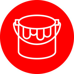 Paint Bucket Vector Line White Circle Red