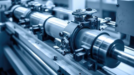High-speed printing press in an industrial setting