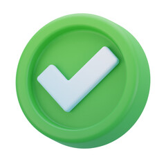 3D Render Illustration Green Circle icon check mark