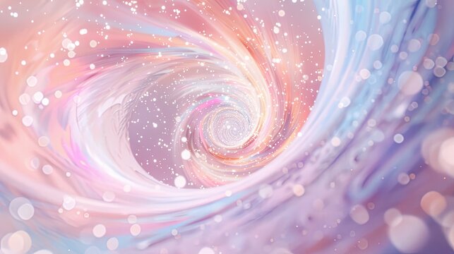 Pastel swirls with paper texture and luminous particles as abstract wallpaper