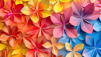 Wallpaper featuring network of paper cut flowers with gradient effects