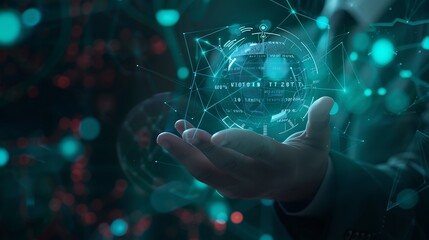Hand Holding a Futuristic Digital Globe