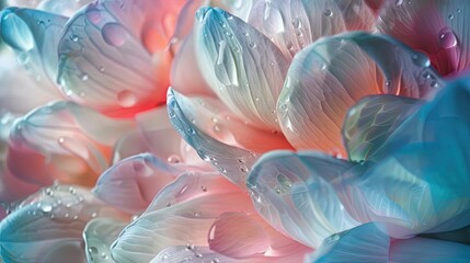 Opalescent shadows with drifting translucent petals creating a misty background