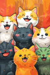 Fototapeta premium Cute cats background