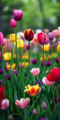 Obraz premium Colorful Tulips in a Garden