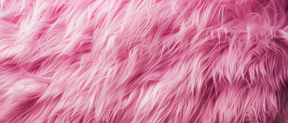 Obraz premium Fluffy, vibrant pink faux fur texture fills the frame, exuding a sense of coziness, warmth, and playful style.