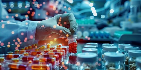 Obraz premium Researchers in pharmacology employ animal models and cell cultures to predict how drugs will behave in humans, an essential step in drug development, science concept