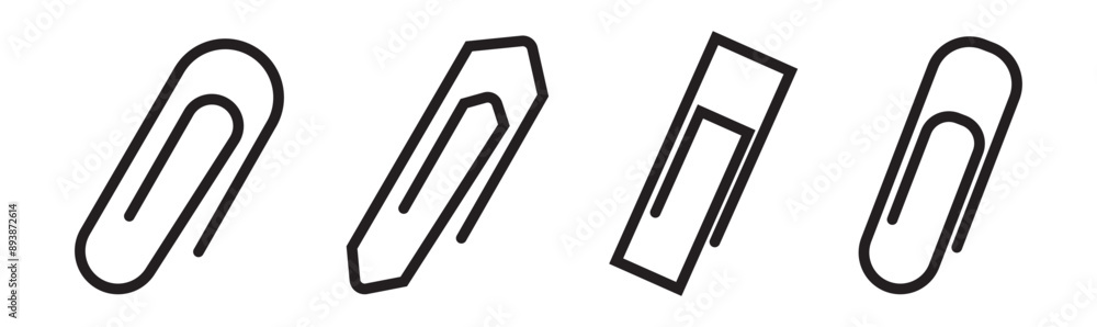 Poster clip line icon set. attach file or document paper clip sign. paperclip icon suitable for apps and we