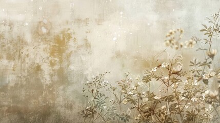 Earthy toned wallpaper with blurred textures and intricate botanical patterns backdrop