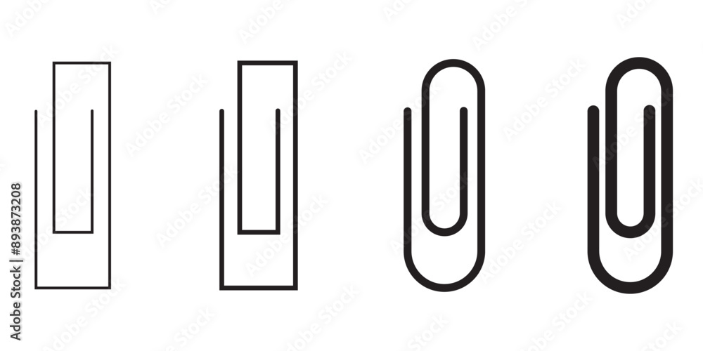 Poster clip line icon set. attach file or document paper clip sign. paperclip icon suitable for apps and we