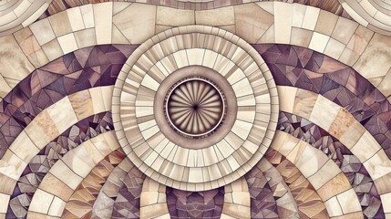 Fototapeta premium Retro background with mosaic patterns lavender and cream hues as backdrop