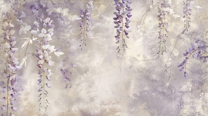 Ethereal lavender and cream background adorned with delicate shimmering patterns
