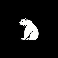 bear face, logo, flat, monochrome, white and black, superminimalism
