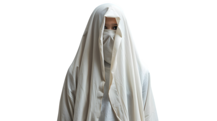 Halloween Costume for Kids Featuring Child Dressed as a Ghost, Halloween Spirit and Creativity, png file, isolated on white