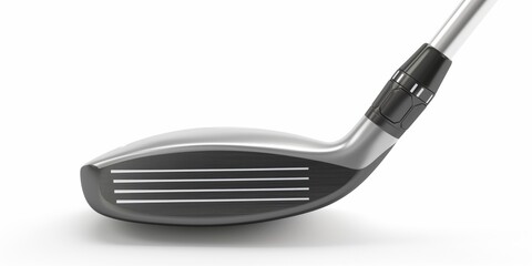 Close-up photo of a golf club isolated against a white background. Space for copy. Golf and leisure concept.