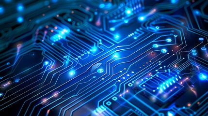 Abstract Blue Circuit Board