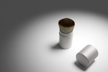 Brush make up, one in a white container , 3d render