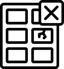 Line icon representing a user interface with a highlighted element and a close button being pressed