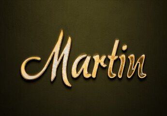 Old gold text effect of Deutsche name Martin with 3D glossy style Mockup.