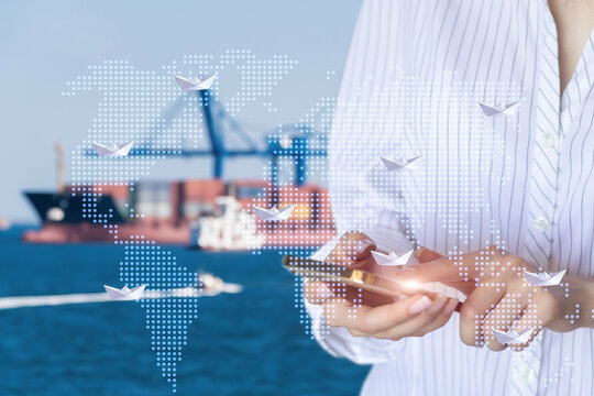 Global logistics and virtual monitoring concept.