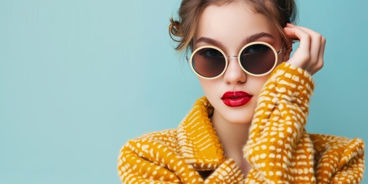 cute gofer with fashion sunglasses studio background shot, with copy space, premium stock