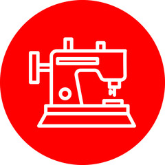 Sewing Machine Vector Line White Circle Red