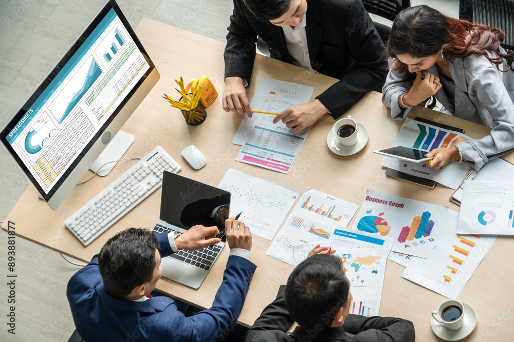Poster spreadsheet document information financial startup concept. data and graphs in spreadsheet documents