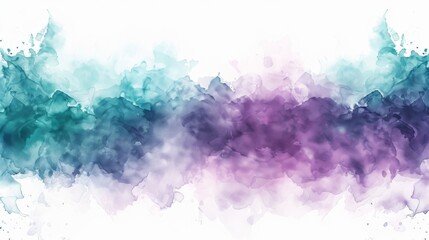 An abstract watercolor background with shades of teal and purple