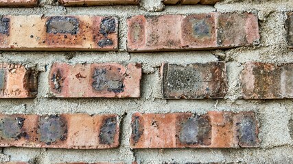 Close-up of a rustic brick wall with weathered mortar, symbolizing urban decay and architectural resilience