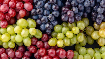 A repeating pattern of grapes in different colors, including red, green, and black varieties, high-resolution photo, realistic photo, hyper realistic