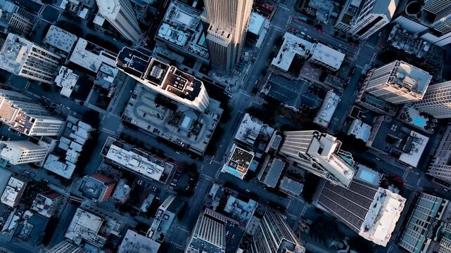Aerial view of beautiful Chicago City in Illinois, Unites States of America at sunrise. Morning in Chicago
