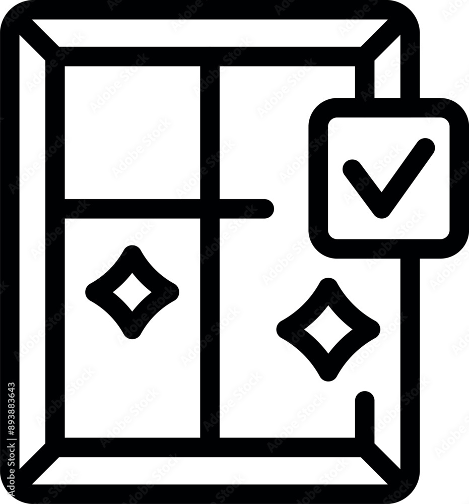 Poster line icon of a window with sparkles, showing a concept of window cleaning service