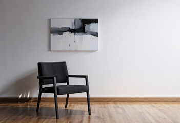 Minimalist room with chair and abstract art