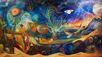 Obraz premium Abstract Cosmic Landscape with Vibrant Colors