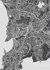 City map Mumbai, monochrome detailed plan, vector illustration