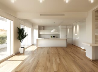 Modern Kitchen Interior Design with Wooden Floor