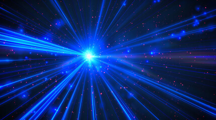 Fototapeta premium A brilliant burst of blue light emanates from the center, with multiple rays spreading outward, creating a dazzling and dynamic display.