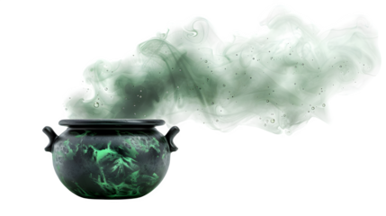 Bubbling Halloween Cauldron, Spooky and Mysterious Potion Brewing, Iconic Halloween Decoration, png file, isolated on white