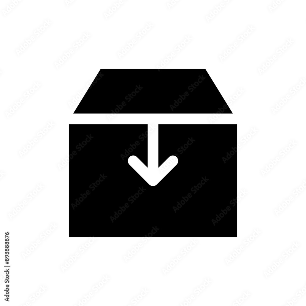 Poster box download icon, mailbox sign . save inbox icon, import file symbol sign - download archive icon sign - data storage arrow down icons - filled, line, outline in box icons