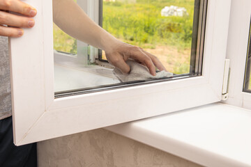 Washing windows and frames. Cleaning service. General seasonal cleaning