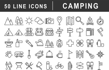 Camping icon bundle. hiking icon bundle
